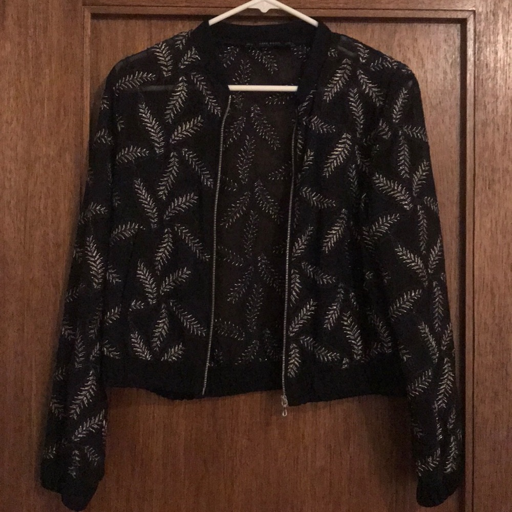 Zara bomber jacket with detailed embroidery